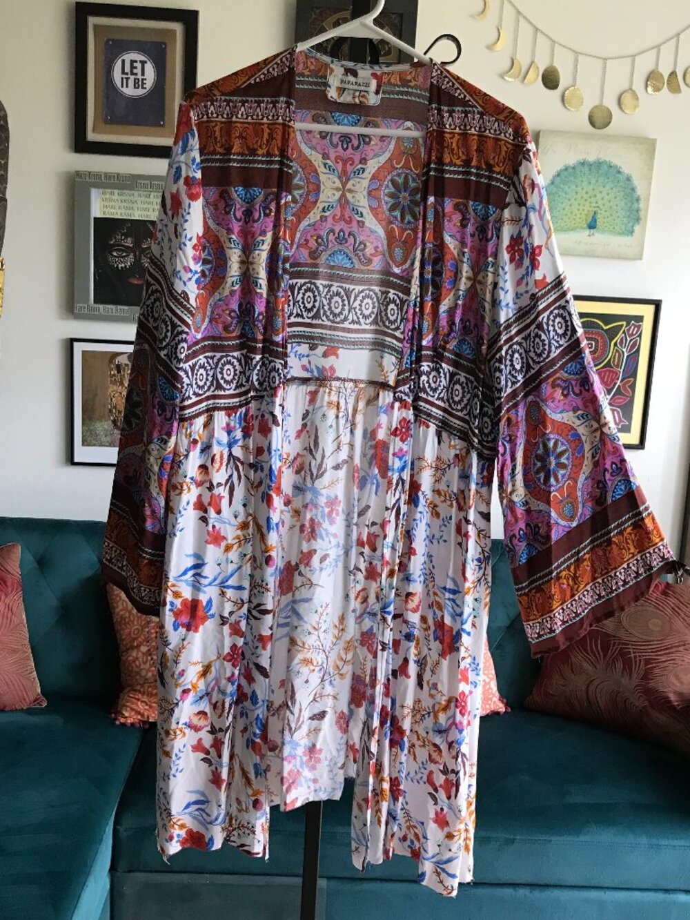 PAPARAZZI size L / XL Colorful Paisley Bohemian Kimono Cardigan Boho Hippie